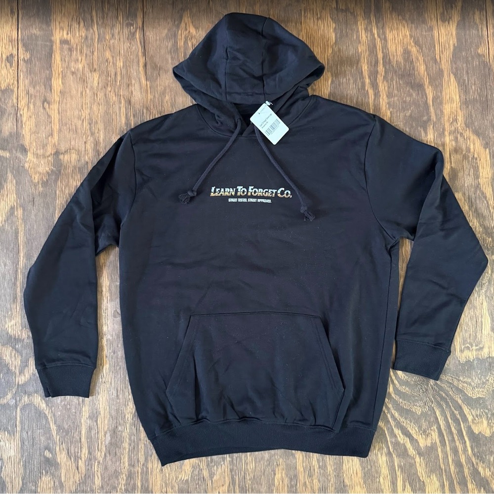 Learn To Forget Chrome Logo Hoodie Black NWT Men's Medium Streetwear